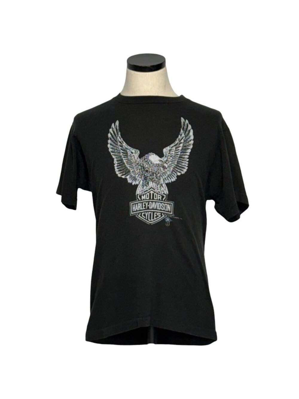 Vintage 80s Harley-Davidson Black Graphic T-Shirt Las Vegas Scooter Works Large